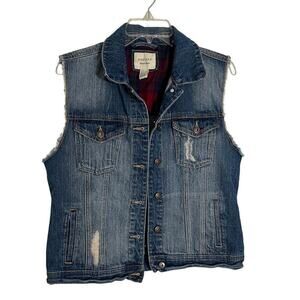 Forever 21 Premium Denim Distressed London Studded Vest EUC - Size Large